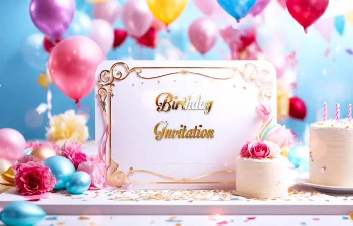 Birthday Party Celebration 3D Invitation Card Slideshow